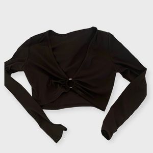 Black Long Sleeve Crop Top